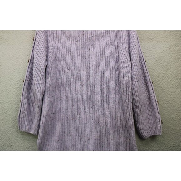 Soft Surroundings Boat Neck Purple Sweater-Large-Button Up Sleeves-Wool & Silk - Picture 12 of 13
